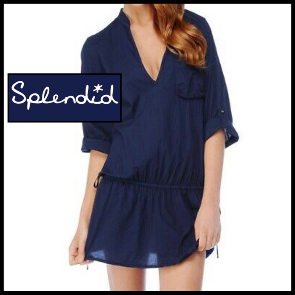 SPLENDID Swim Royal Blue 100% Cotton Coverup! ☀️ - Picture 1 of 16